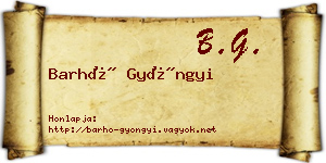 Barhó Gyöngyi névjegykártya